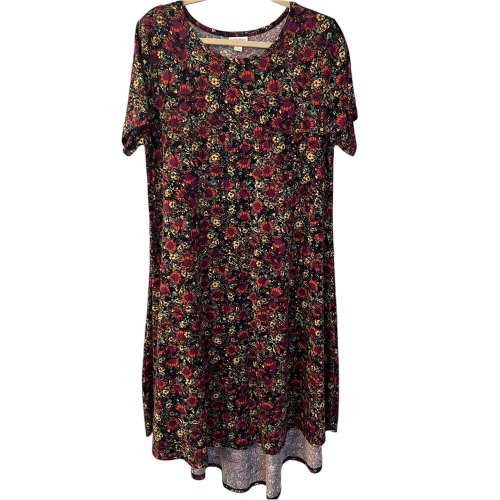 Carly Sunflower Print High/Low Hem Dress Sz Lg (14-16)